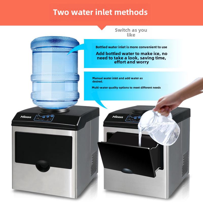 25KG Commercial Ice Maker, Small Barrel Water Round Ice Machine for Milk Tea Shops and Home Use