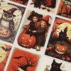 10pcs/set Castle Broom Black Cat Wall Stickers Halloween Greeting Cards  Party Invitations