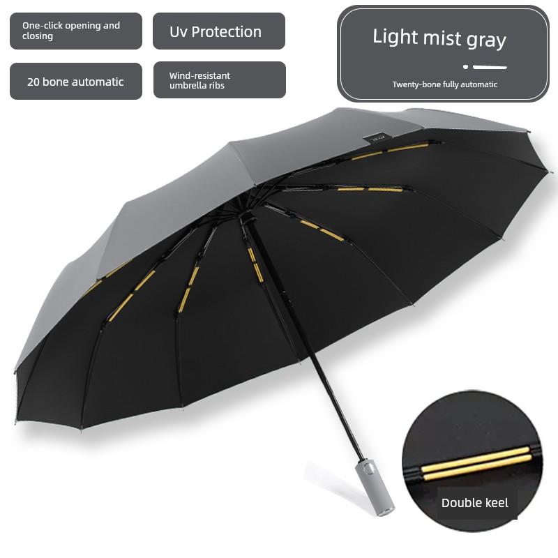 24 Bone Automatic Umbrella Men's and Women's Folding Sun Umbrella Extra Large Solid Rain Dual-Use Sun Protection UV Protection Sun Umbrella