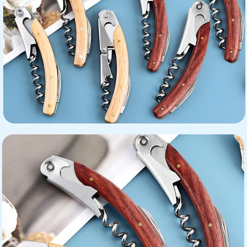 5-Piece Stainless Steel Pear Wood Seahorse Wine Opener Set