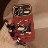Ins Red Cartoon Cat Suitable for 16pro Max Apple Mobile Phone Case Iphone15 Leather Cartoon 17 Hanging Chain