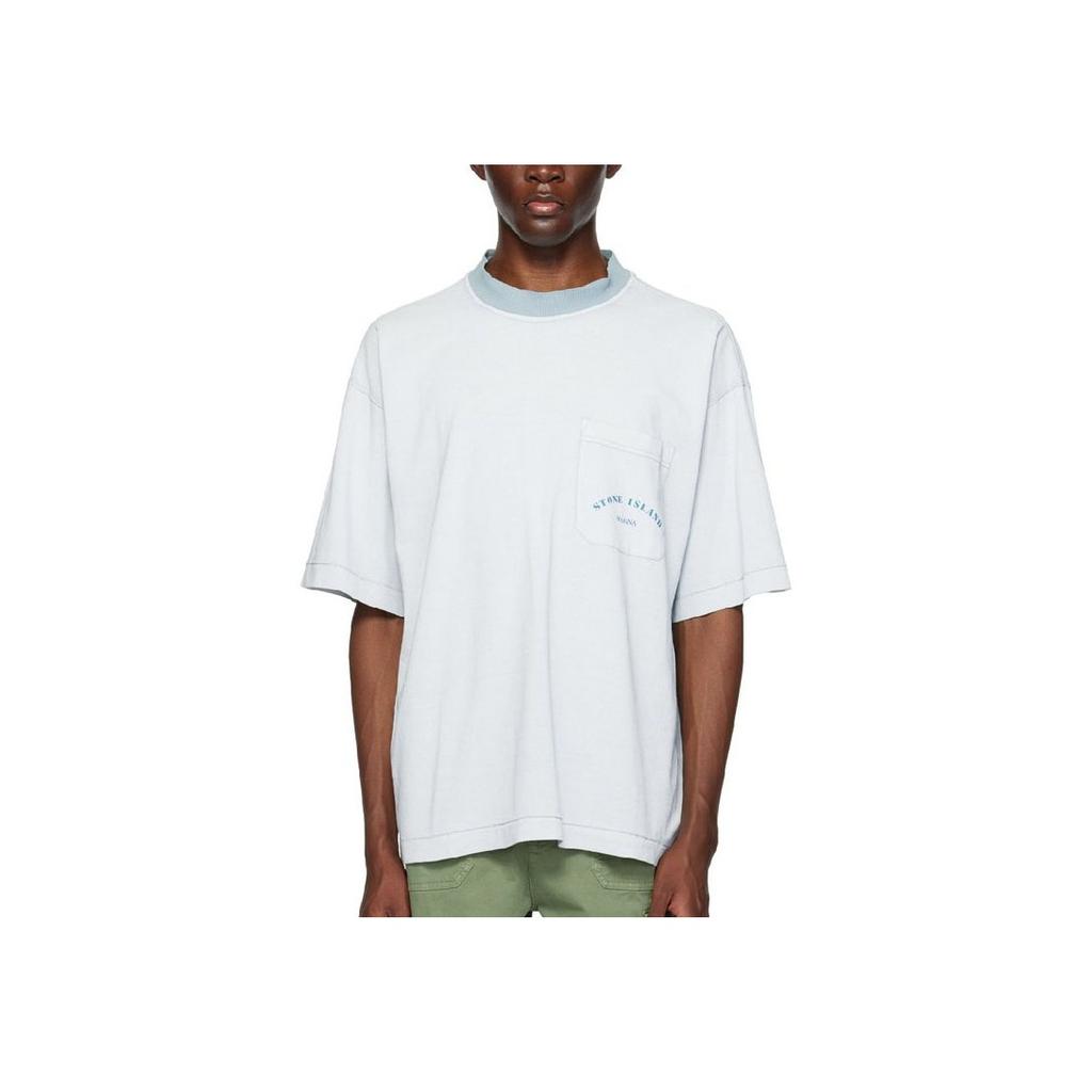STONE ISLAND Ss23 Marina Series Crew Neck Pocket Short Sleeve T-Shirt Men T-Shirt Sky-Blue 7815216X4-V0041