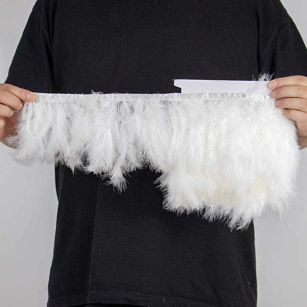 1Meters Turkey Feather Trim Fringe 10-15CM Marabou Feathers Ribbon White Black Feather On Tape Sewing Trimmings Clothes Dress