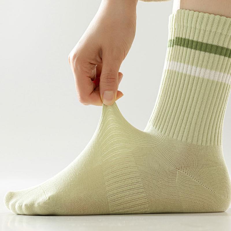 Trendy Striped Socks for Women Middle Tube Socks Japanese Style Fashion Socks Solid Color Girls Socks