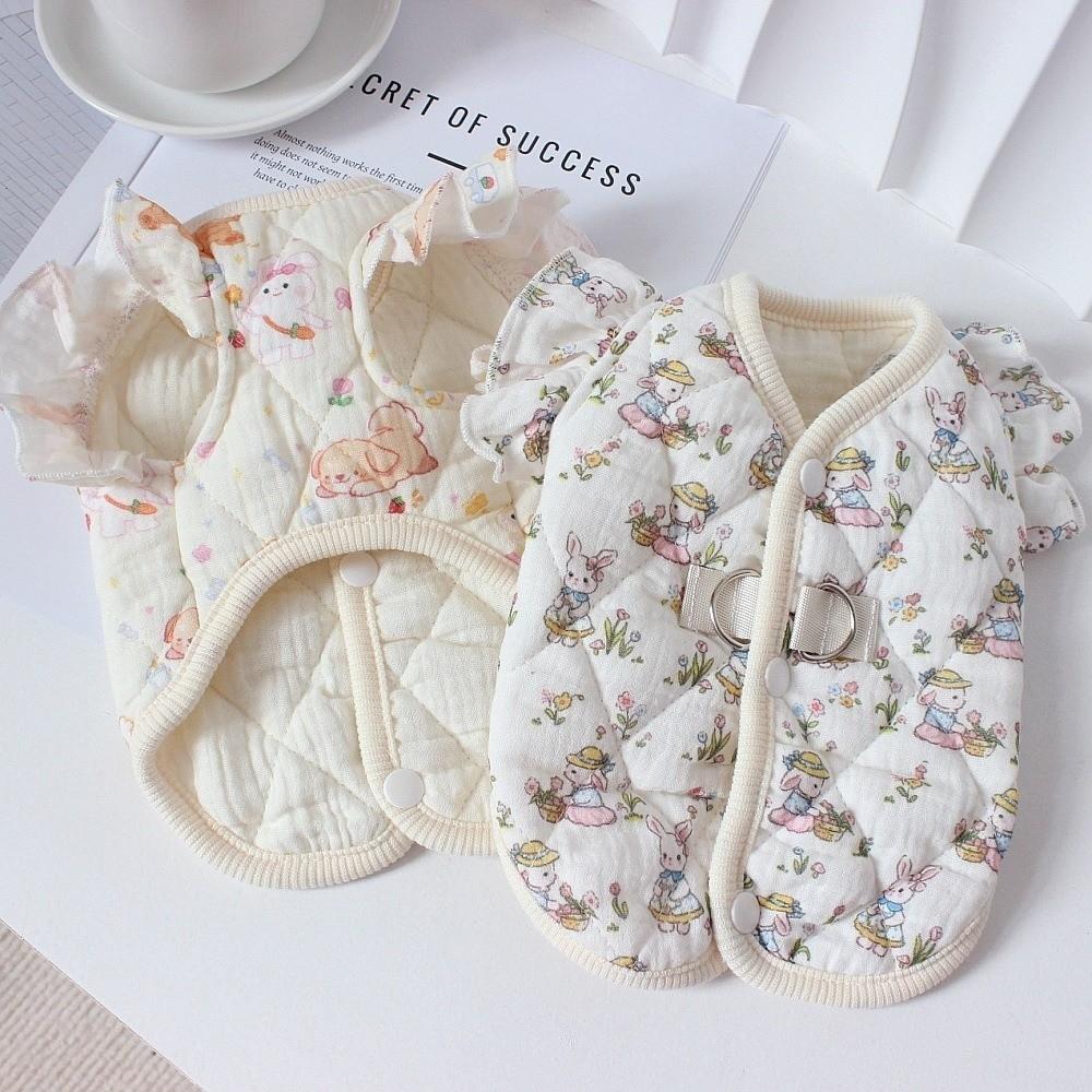 Cartoon Print Dog Coat Thickened Pet Warm Jacket Warm Pet Cotton Vest  Outdoor Photography