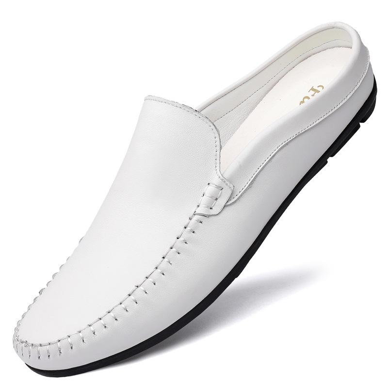 Men's Genuine Leather Breathable Closed-Toe Slip-On Driving Loafers, Size 46