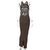 Summer New Sleeveless Backless Slim Fit Sexy Dress Women Elegant Solid Casual Party Club Long Dresses Women Vintage Fashion Knitted Ladies Dress 26529