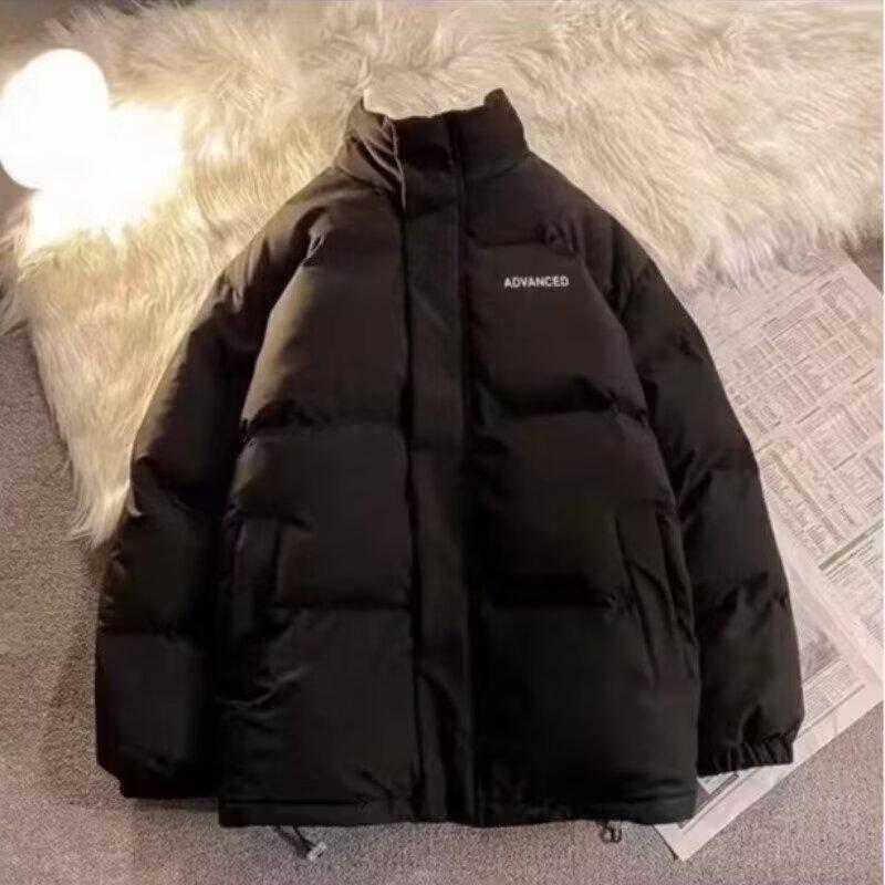 

Men s Winter Thick Stand Collar Down Cotton Jacket - Warm, Cold Protection, Letter Design Coat L чорний