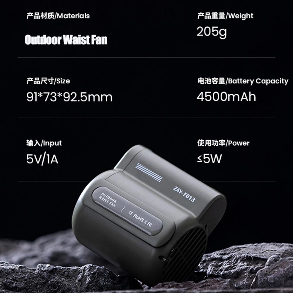 Mini Clip Fan Neck Waist Fan Air Cooling USB Rechargeable Belt Portable Clip Fan For Outdoor Travel 3 Speeds Strong Handheld Fan