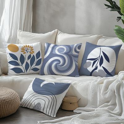 45x45cm Grey Blue Abstract Painting Pillowcase Decor Sofa Pillow Cover for Outdoor Bedroom Home Decor Sofa Living Room Bedroom