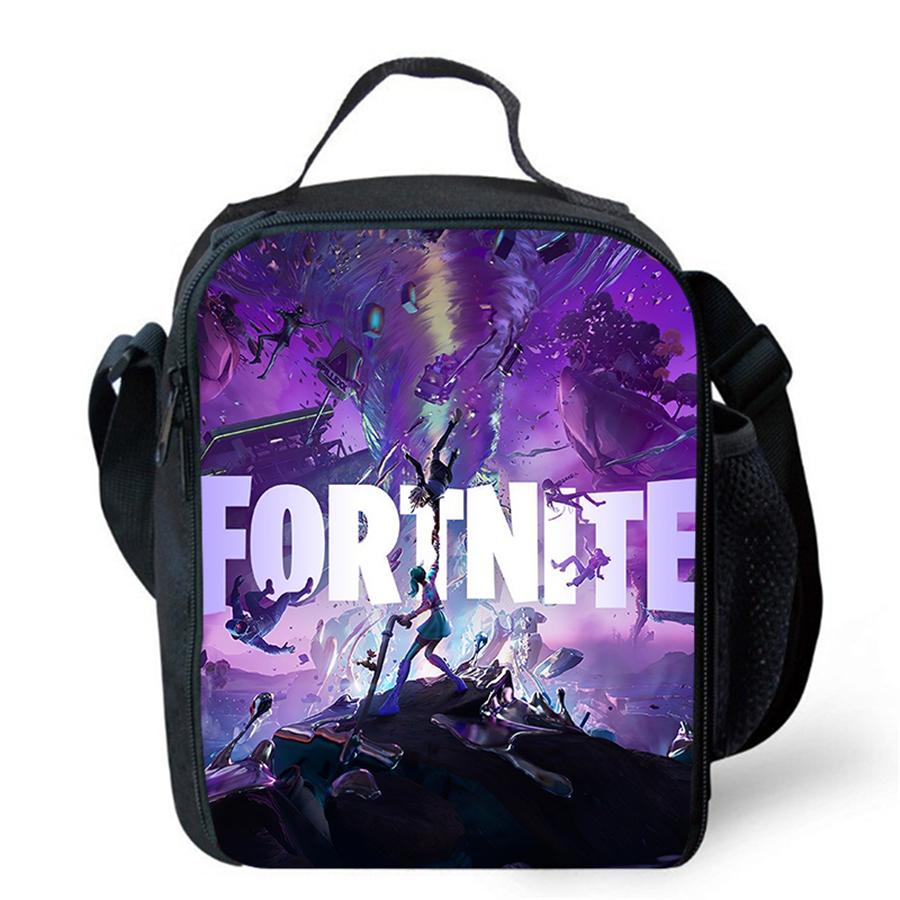 Cartoon FORTNITE Insulated Cooler Lunch Bag Cute Portable Lightweight Picnic Bag for Boys & Girls Age 5-10 Kids Daily Food Bag
