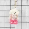 Cute Dog Keychain With Knitted Pants And Bowknot Stylish Keyrings Ornament For Women Girls Gift Accessories