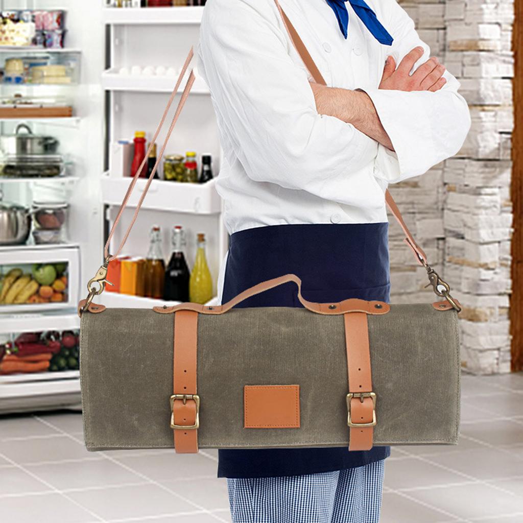 Multifunctional Chefs Tool Roll Bag Portable Organizer with Handle and Shoulder Strap for Cooking Tools and Accessories