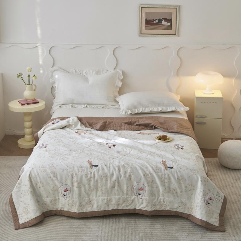 Lion Crocodile Summer Quilt 100% Cotton Kawaii Cartoon Animal Pattern Skin-friendly Air Conditioner Quilted Quilt for Boys Girls