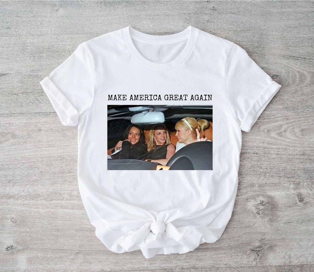 Футболка  Сделаем Америку снова великой , Футболка  Дрянные девчонки , Футболка Пэрис Хилтон, Унисекс XXXXL