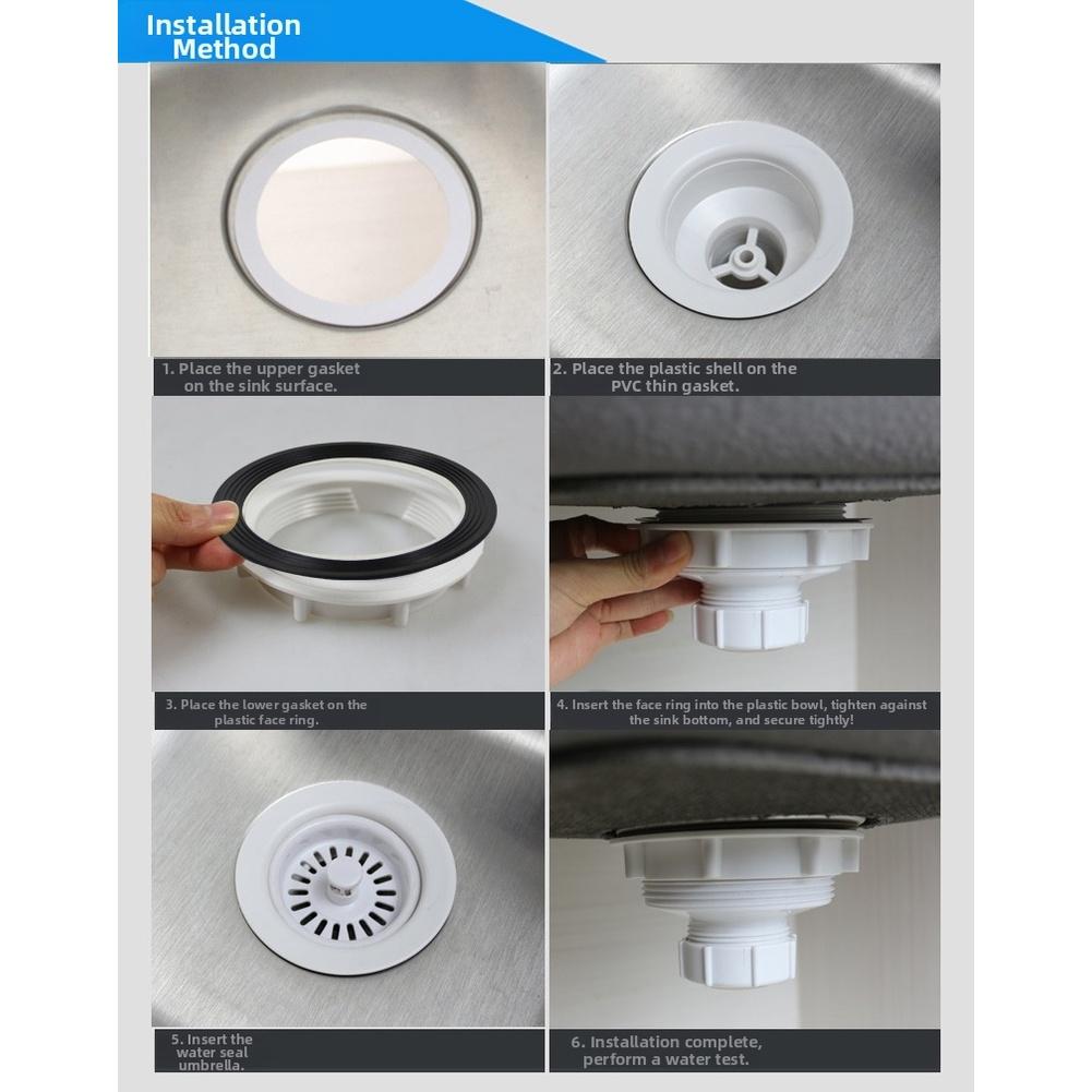 Sink Basket Strainer Drain Trap 114mm Diameter with Liftable Water Seal and Double Sealing Rings for 88 95mm Hole