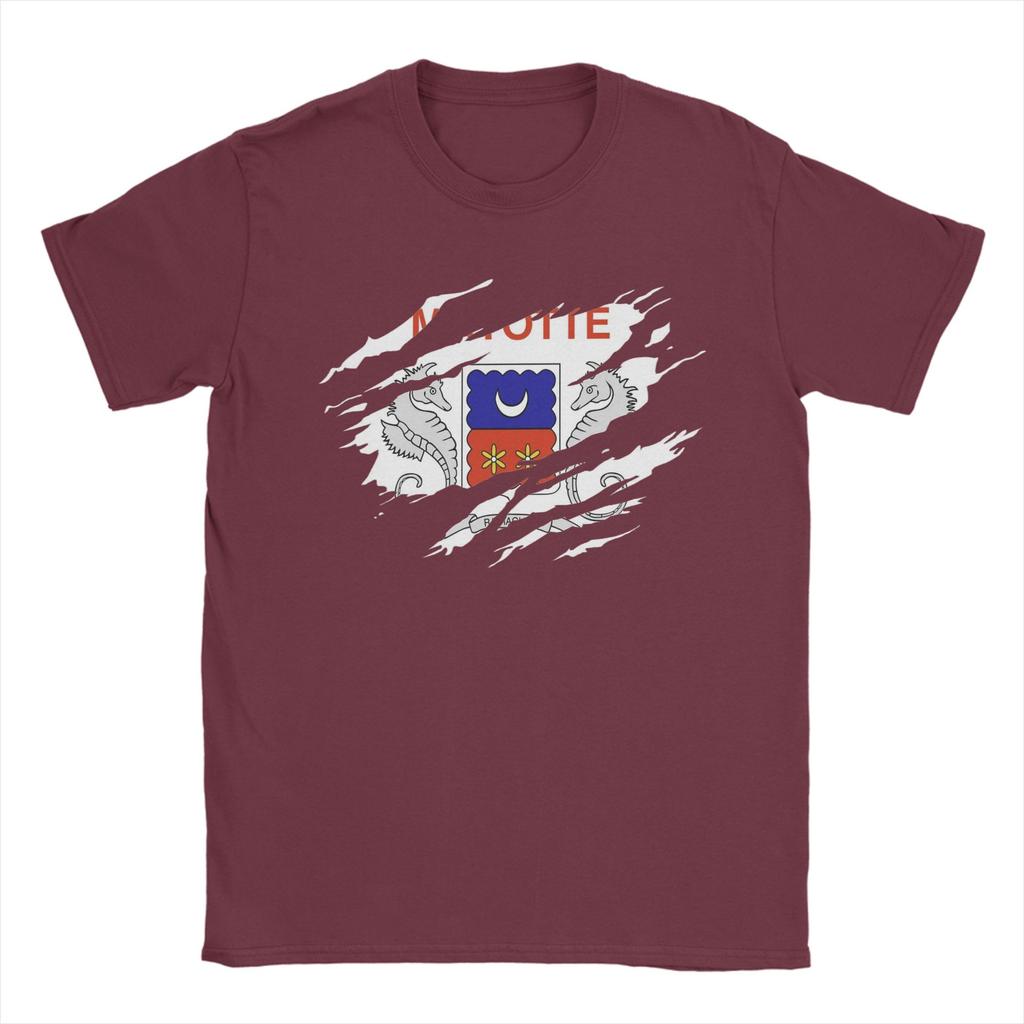 Mayotte Flagge T-Shirts Unisex 100% Baumwolle Neuheit T-Shirt Rundhals T-Shirts Kurzarm Kleidung Bedruckt