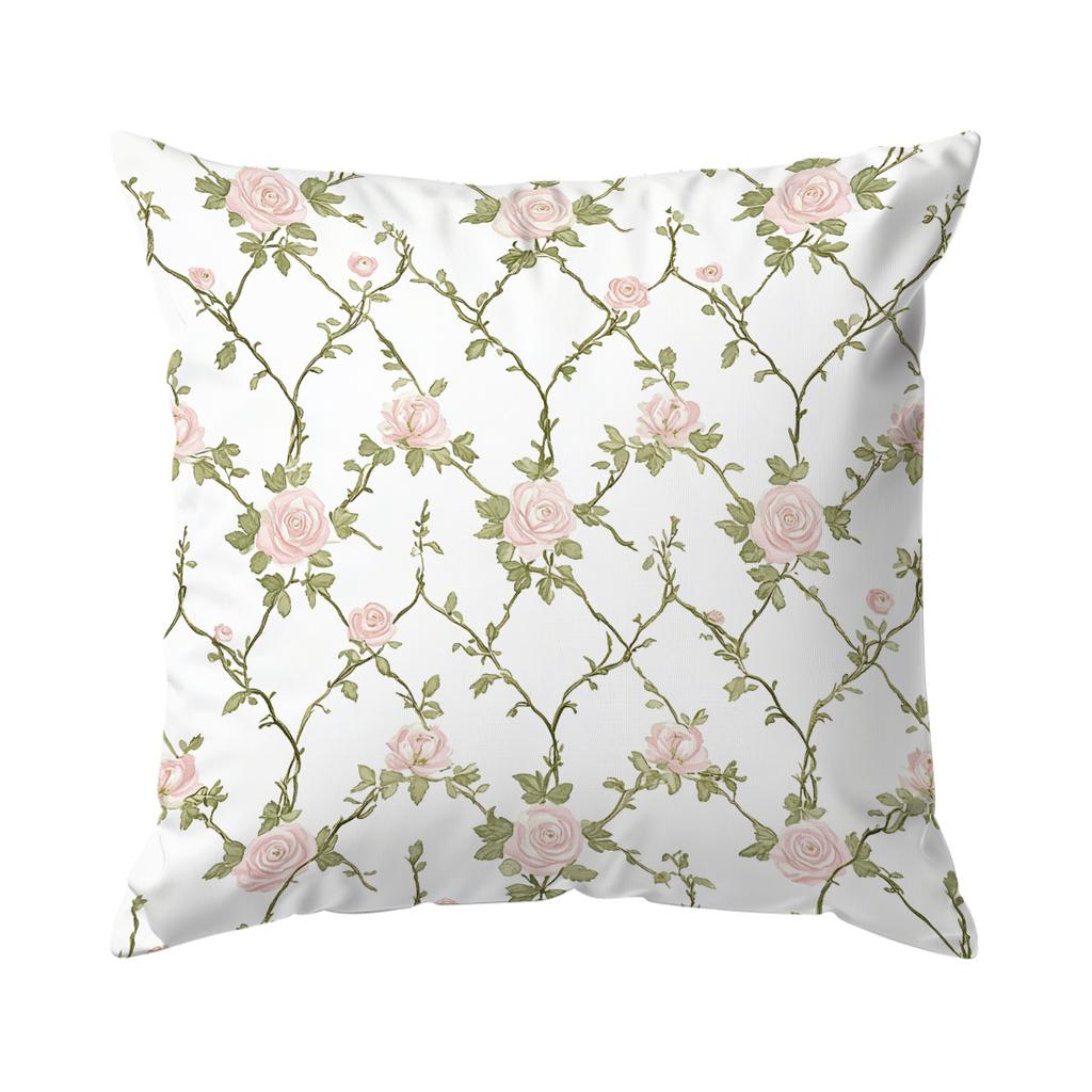 Retro Pink Rose Cushion Pillowcase Printed Polyester 40/45/50Cm Throw Pillowcover Decorative Sofa Cushion Pillowslip Home Decor