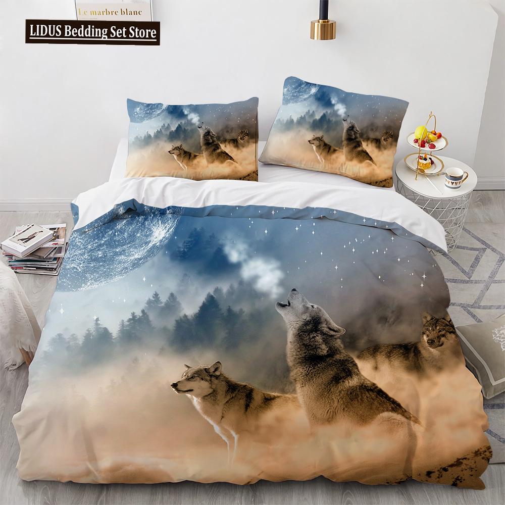 

Wolf Duvet Cover Set Black White Wolf Yin And Yang Pattern Wild Animals Comforter Cover King Queen Size For Kid Boys Bedding Set EU single(135x200cm)