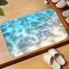 3D Blaue Meereswasser Matte - Optische Illusion Ozean Teppich für Eingang & Badezimmer, Maschinenwaschbarer Frühling Sommer Dekor Teppich