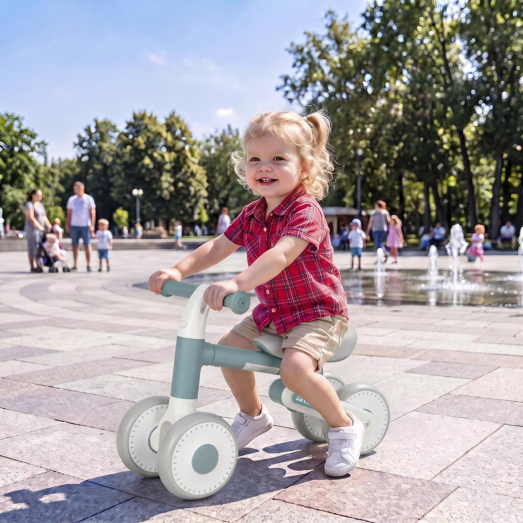 Kids Balance Bike Foldable Learning Bike with Quiet EVA Wheels Height-Adjustable Seat for 1-2 Years Blue