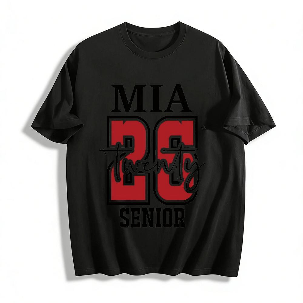 

Class of 2026 MIA Senior Retro Varsity Style Graduation Top Pure cotton T-shirt XXS