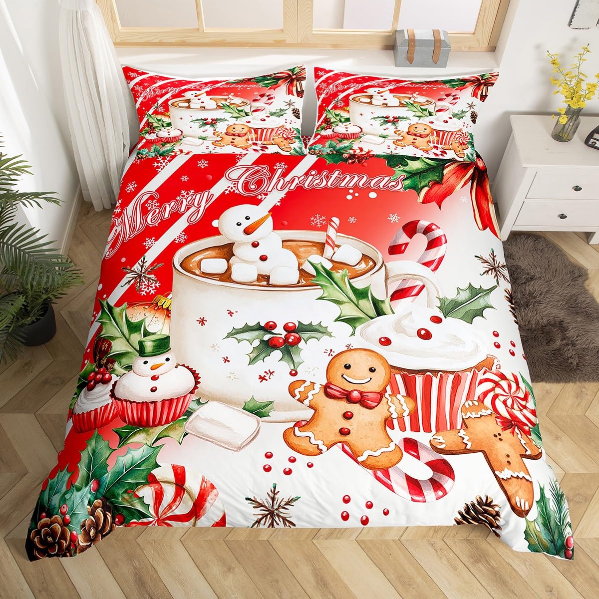 

Gingerbread Duvet Cover Sets For Kids Queen Quilt Covers Lightweight Down Bedroom Decor 2 Pillowcases 1 Duvet Cover No Comforter EU Single(135x200cm)