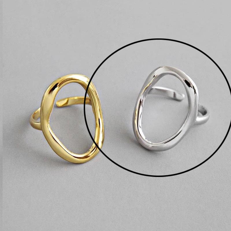 925 Silver Rings For Women Hollow Out Gold Color Temperament Personality Fashion Female Trendy Resizable Opening Rings
