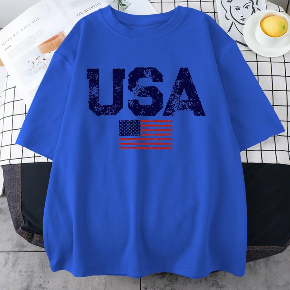 Vintage Usa Flag Street Print Male T Shirts Hip Hop Street Tshirt Summer Casual Cotton Tops Oversized Breathable Tee Clothes
