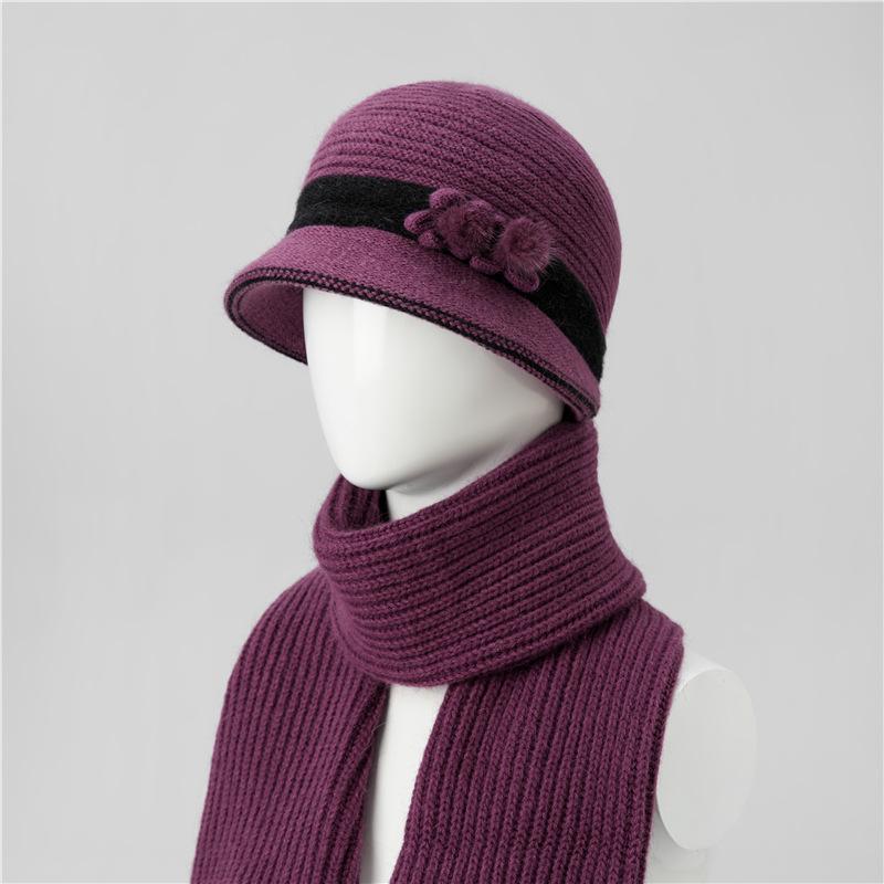 Hut Damen Herbst und Winter Fleece Warmer Hut Kältefest Gestrickter Hut Wollhut Damen