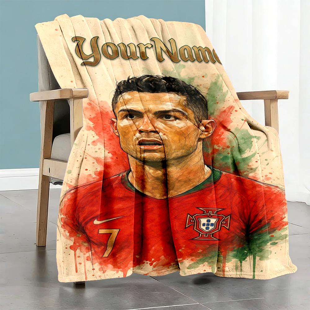Cristiano Ronaldo 7 Personalized Name Blanket Gift Customizable Blanket Durable Comfort Throw For Livingroom Home Decor Picnics Sofa