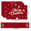 5Pcs Christmas Buffalo Plaid Placemats And Table Runner Set Cute Snowman Print Heat Resistant For Christmas Decoration