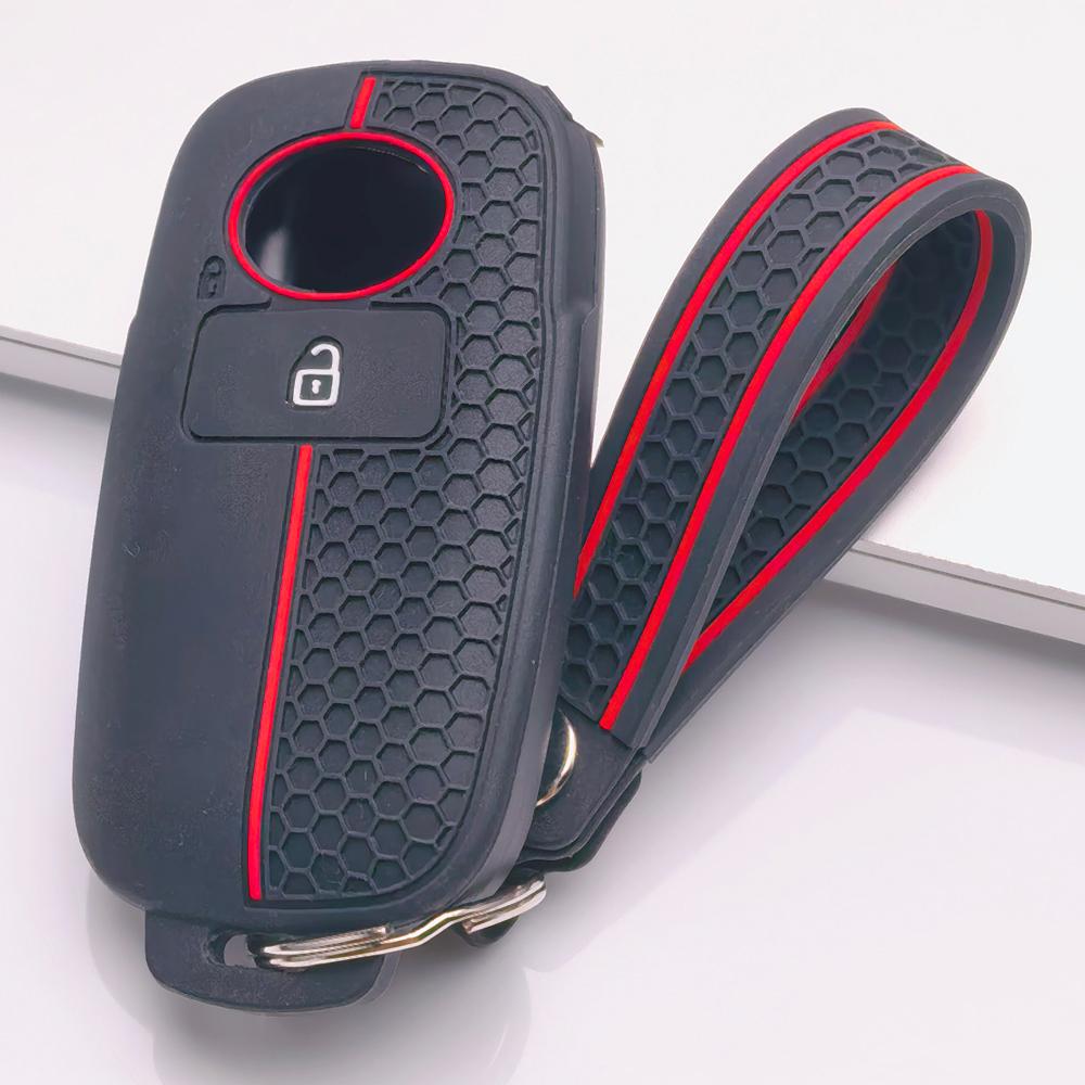 Anti Lost Silicone Keychain Lanyard for Toyota Raize Veloz Avanza Wigo Rush Calya with Keychain Honeycomb Texture Anti Scratch Car Remote Key Sleeve