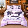 Kuromi Pattern Bedding 3Pcs Set Bed Sheet And Pillowcases For Indoor Bedroom