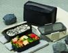 Skater Dishwasher-Safe 2-Tier Fluffy Bento Box, Black, 850ml, with Dome-Shaped Lid and Insulated Bag, Made in Japan (KCPFLW9AG573422)