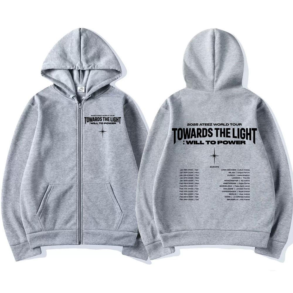 The 2025 World Tour Is Heading Towards Brightness, Featuring Zippered Hoodies for Men and Women, Kpop Long Sleeved Zippered Sportswear Jackets