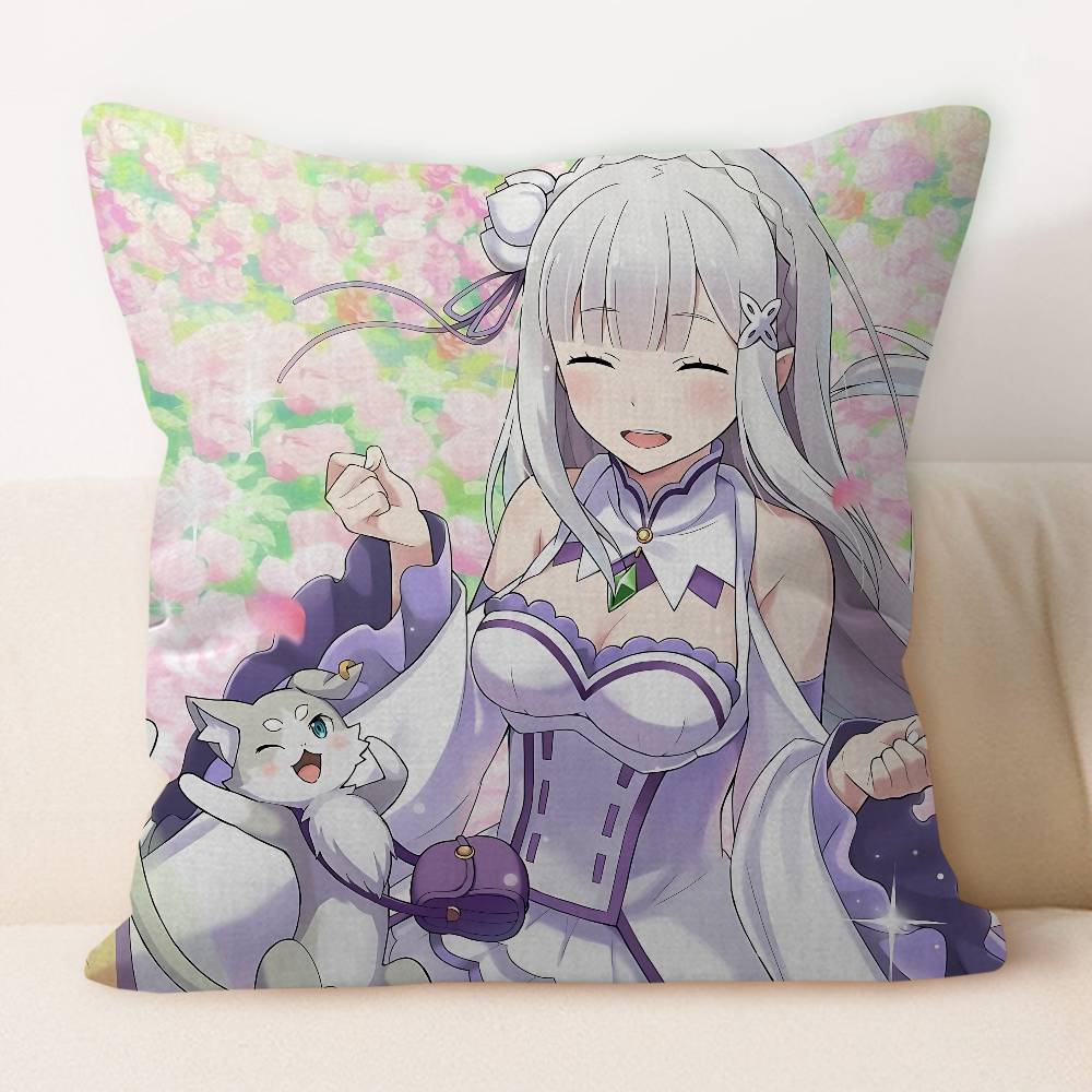E-Emilia Anime Personalized Pillow Dust Cover Bedroom Kids Party Decoration Pillowcase Birthday Children Gift