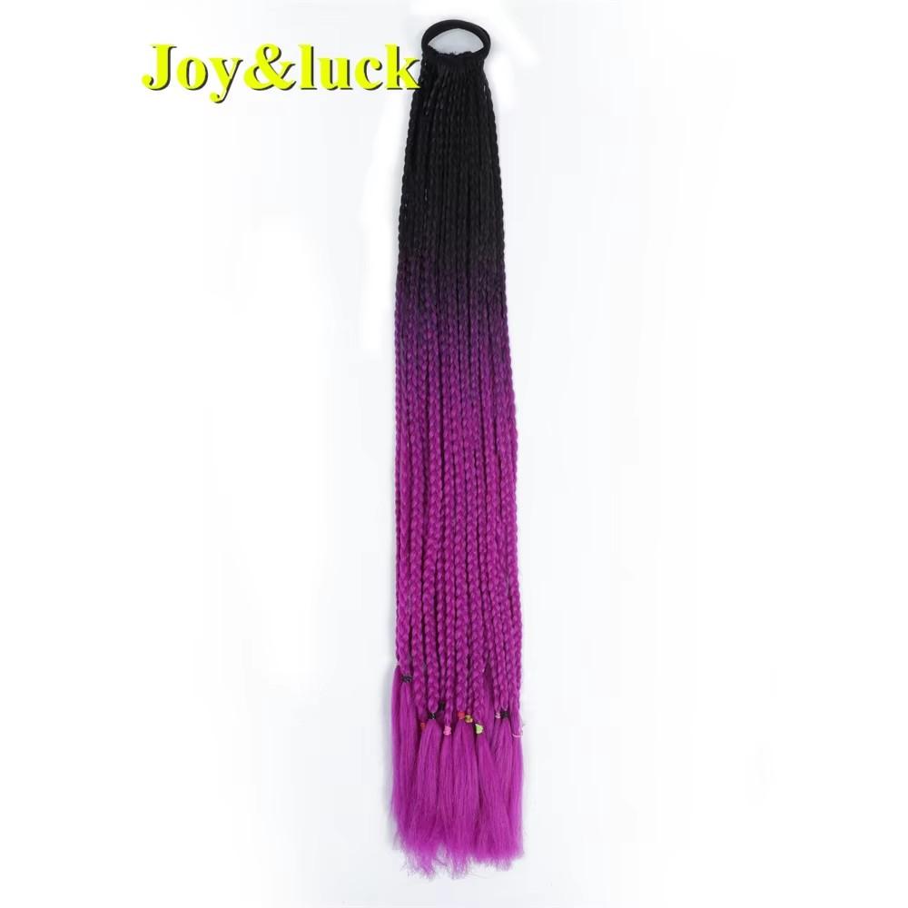 24 Zoll Ombre Yaki Straight Synthetische Haarverlängerungen Mädchen Farbe Geflochten Zopf Gummiband Box Braid