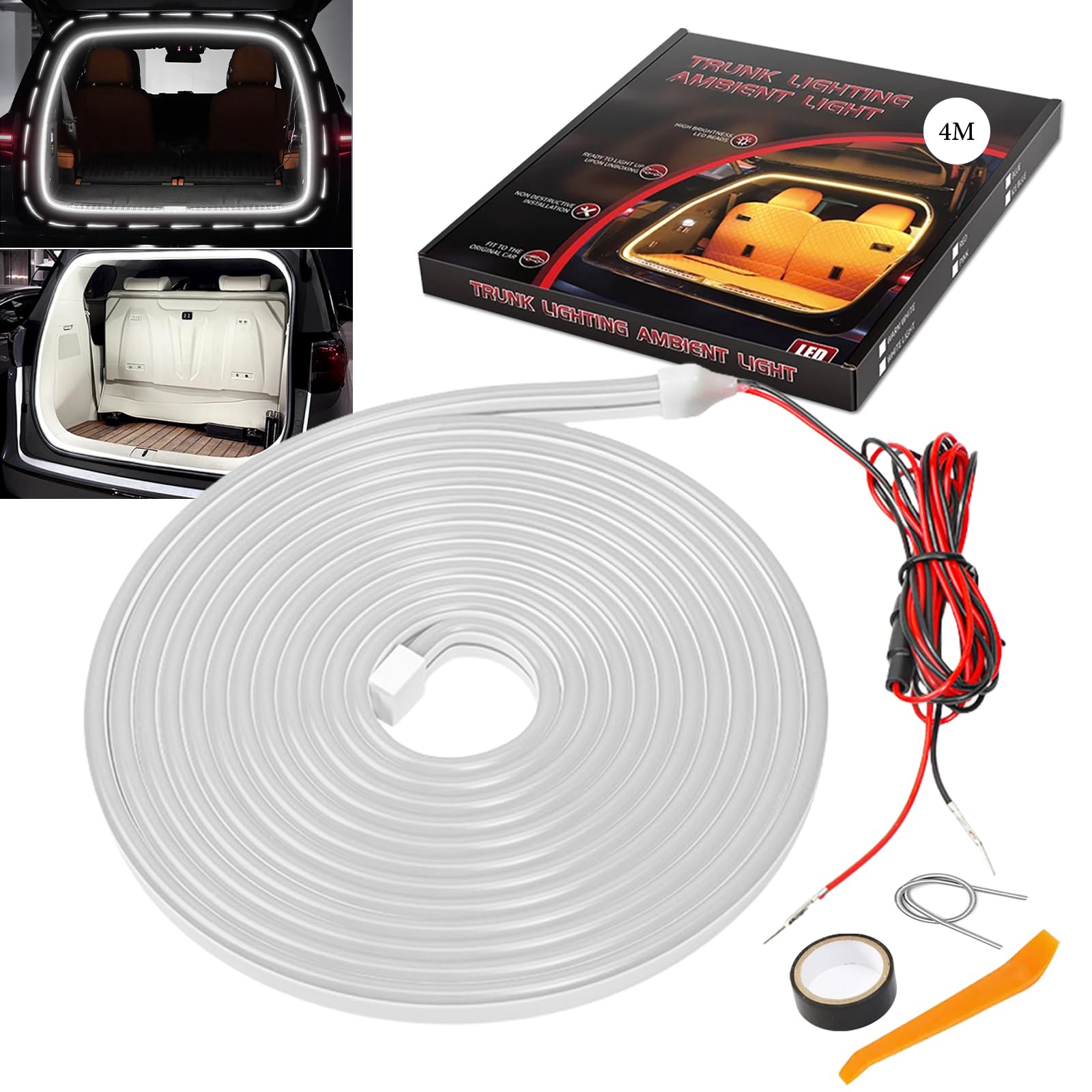 

GZRUICA Trunk Light Room Lamp LED Tape for Car Trunk 4M белый