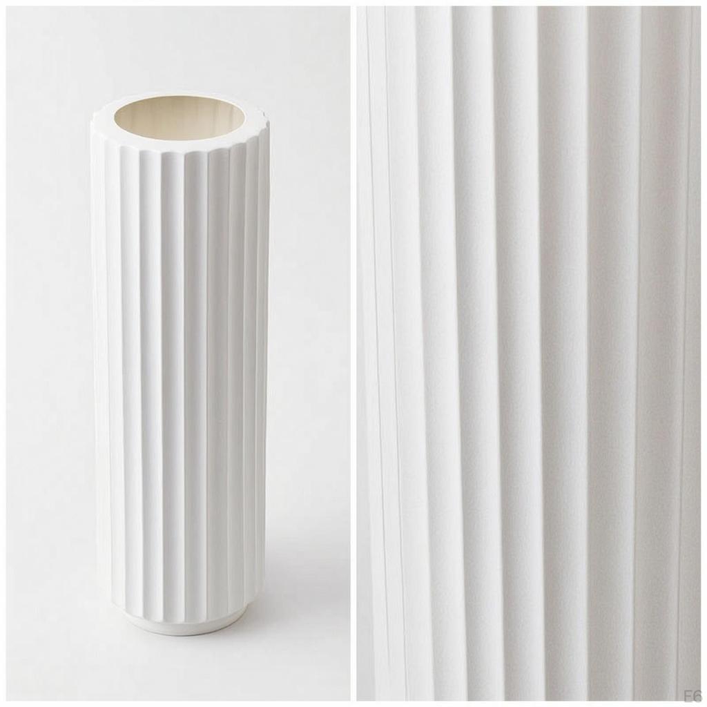 Vase with Ceramic Look Shatterproof Ribbed Lightweight for Simplicity Lovers, Florists, Living