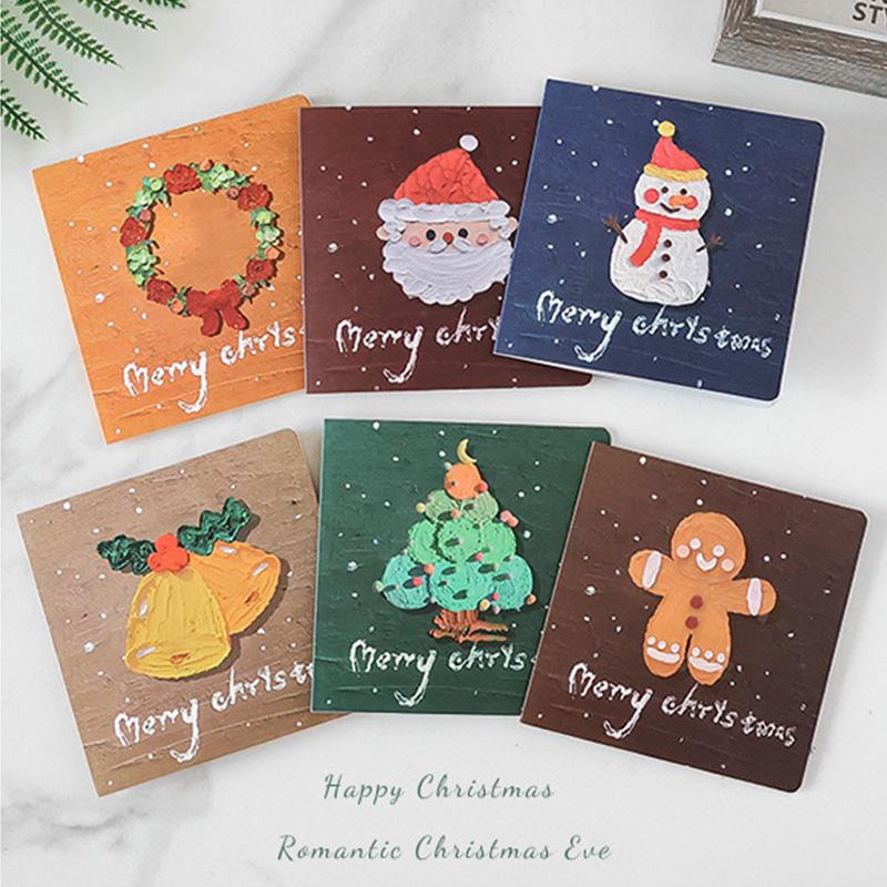 6Set Mini Christmas Greeting Card Christmas Blessing Cards Envelope New Year Postcard Gift Card Birthday Card