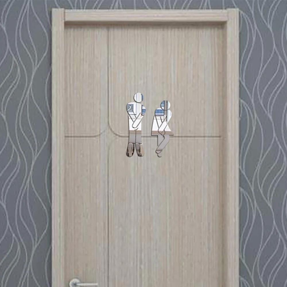 Toilet Room Sign Decorative Bathroom Sign for Hotel Bar Restaurant Mirror Wall Signo Signe De Toilette
