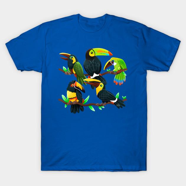 

Men Black Print T-shirt Toucans No-Cut Transfer Paper Print Cotton Tshirt 4XL королівський синій колір