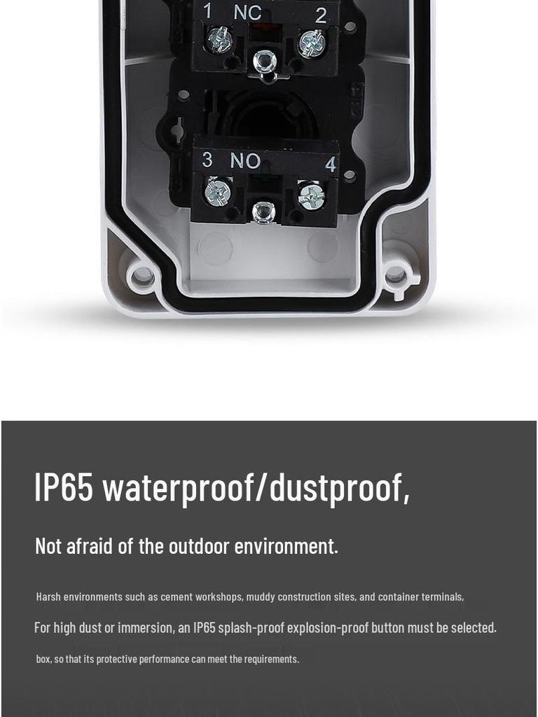 Waterproof 22mm Emergency Stop/Start Button Switch Box with Self-Locking & Resetting Indicator Light