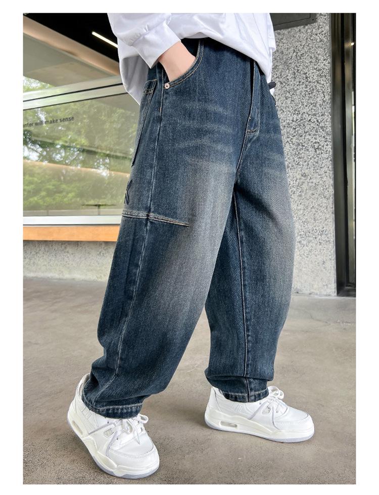 Chlapecké džínové kalhoty: 2025 Jaro/Podzim Ležérní a Trendy Kalhoty pro Střední a Velké Děti