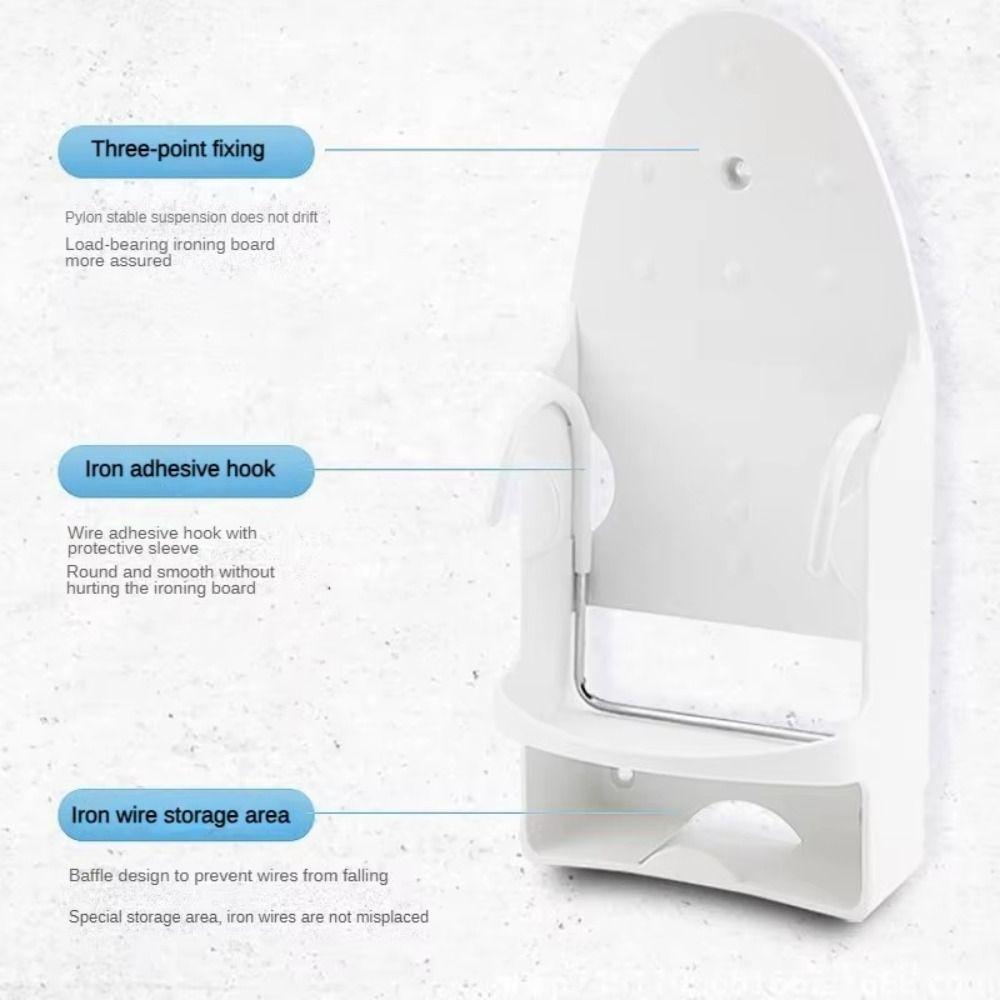 Two-in-One Hooks Iron Holder Black White Storage Rack Ironing Board Hanger Storage Supplies