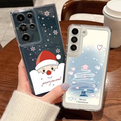 Custodia Stampata Albero di Natale Per Samsung Galaxy S25 S24 S22 Ultra S23 S24 FE A17 A56 A16 A36 A26 A55 A15 A25 A54 5G Cover Morbida Trasparente in TPU