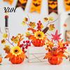 Reusable Festival Table Topper Fall Artificial Pumpkin Centerpiece, Autumn Fake Decoration with Sunflowers, Realistic Thanksgiving Props Maple Leaves