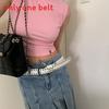 Western Punk Style Pu Leather Belt For Women Jeans Fashion With Rivet Decor