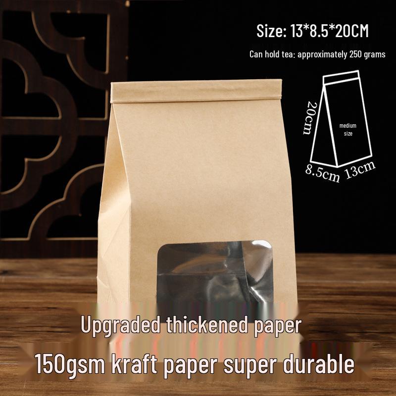 Custom Kraft Paper Tea Bag with Transparent Window and Self-Sealing Aluminum Foil Wire Seal